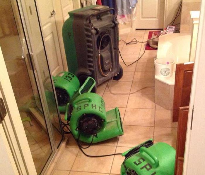 Water damage equipment in a kitchen